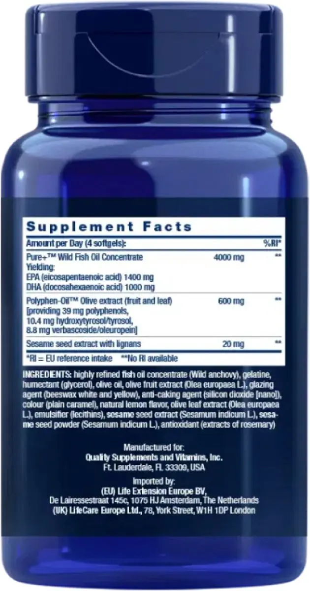 Life Extension Super Omega-3 EPA/DHA 120 Gelcapsules