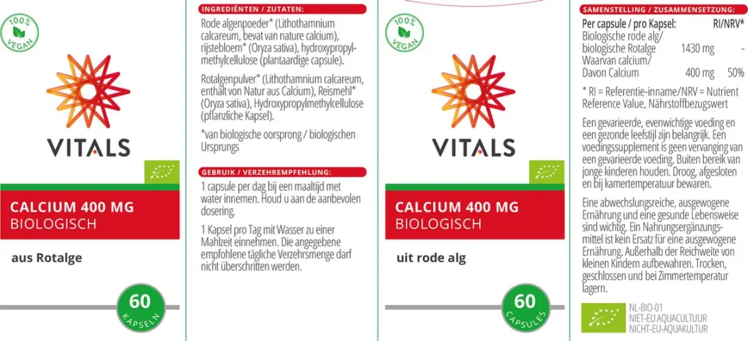 Vitals Calcium Biologisch 400mg - 60 Capsules