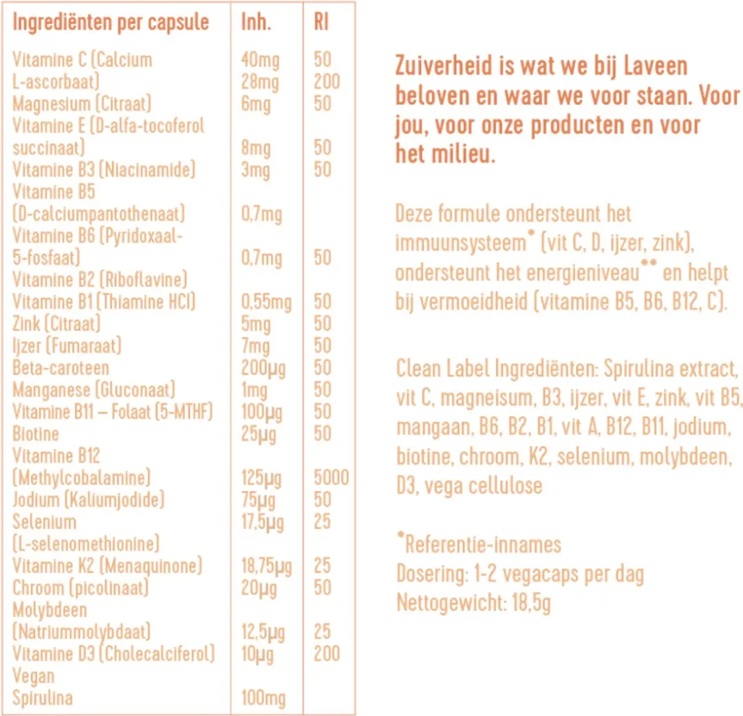 Laveen Vega Multi Navulverpakking - 30 Capsules - Vegan
