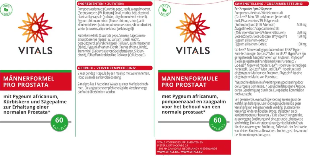 Vitals Mannenformule Pro Prostaat - 60 Capsules