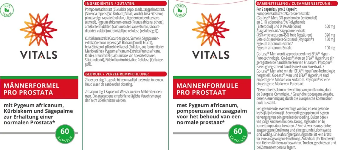 Vitals Mannenformule Pro Prostaat - 60 Capsules