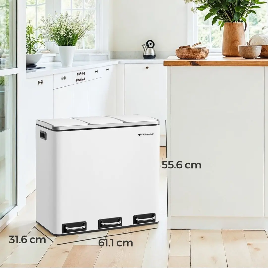 Songmics Keukenafvalbak 3x18L - Zilver