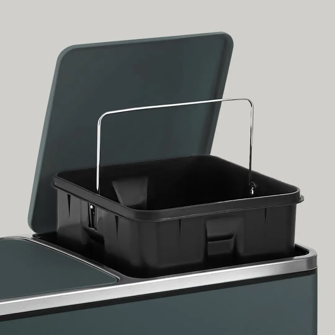Songmics Pedaalemmer 60L - 2 Compartimenten - Grijs