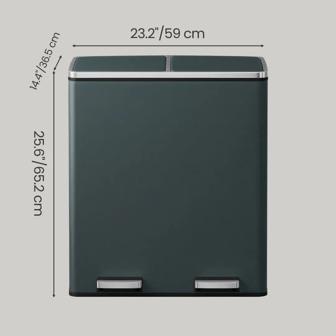 Songmics Pedaalemmer 60L - 2 Compartimenten - Grijs - afbeelding 6 van 6