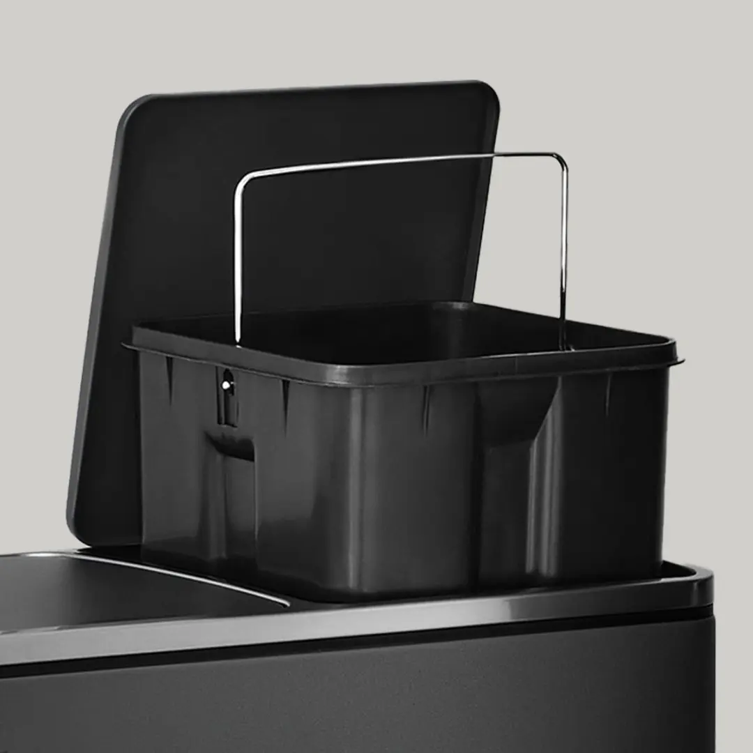 Songmics Pedaalafvalbak 60L - 2 Vakken - Zwart