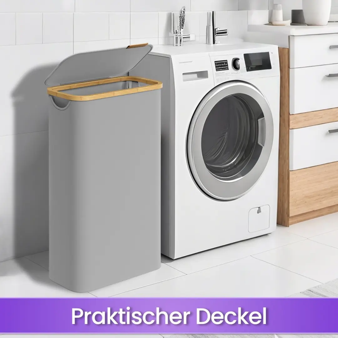 Songmics Wasmand met Deksel 65L - Grijs