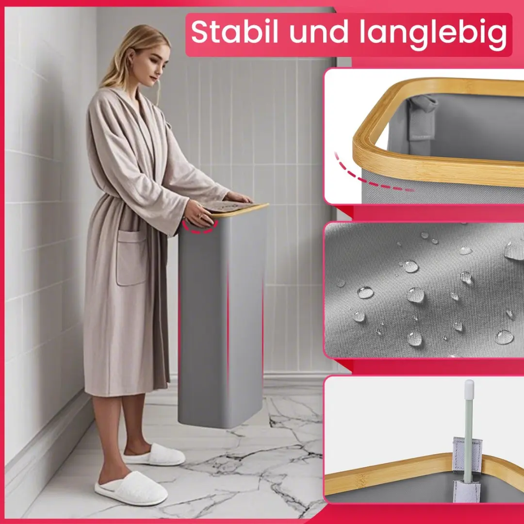 Songmics Wasmand met Deksel 65L - Grijs