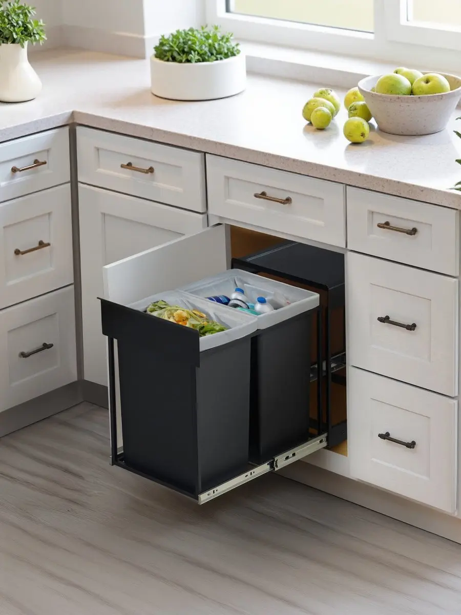 Songmics Afvalscheidingssysteem 2 Compartimenten 40L - Zwart - afbeelding 5 van 6
