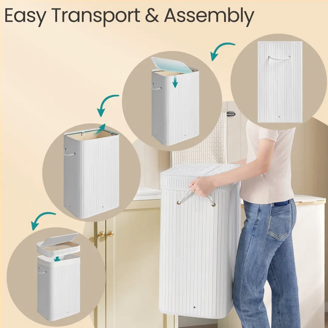 Songmics Bamboe Wasmand 72L - Wit
