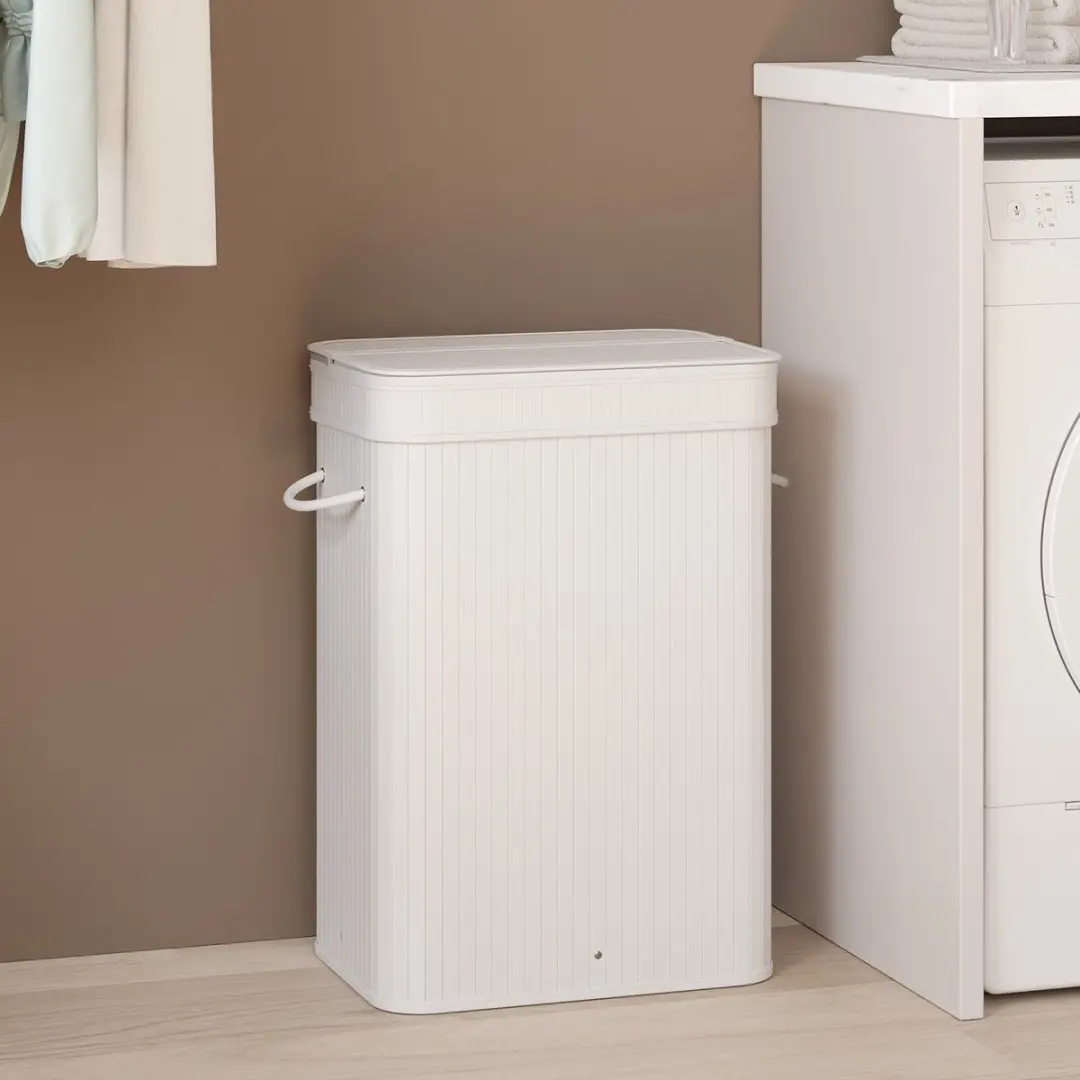 Songmics Bamboe Wasmand 72L - Wit