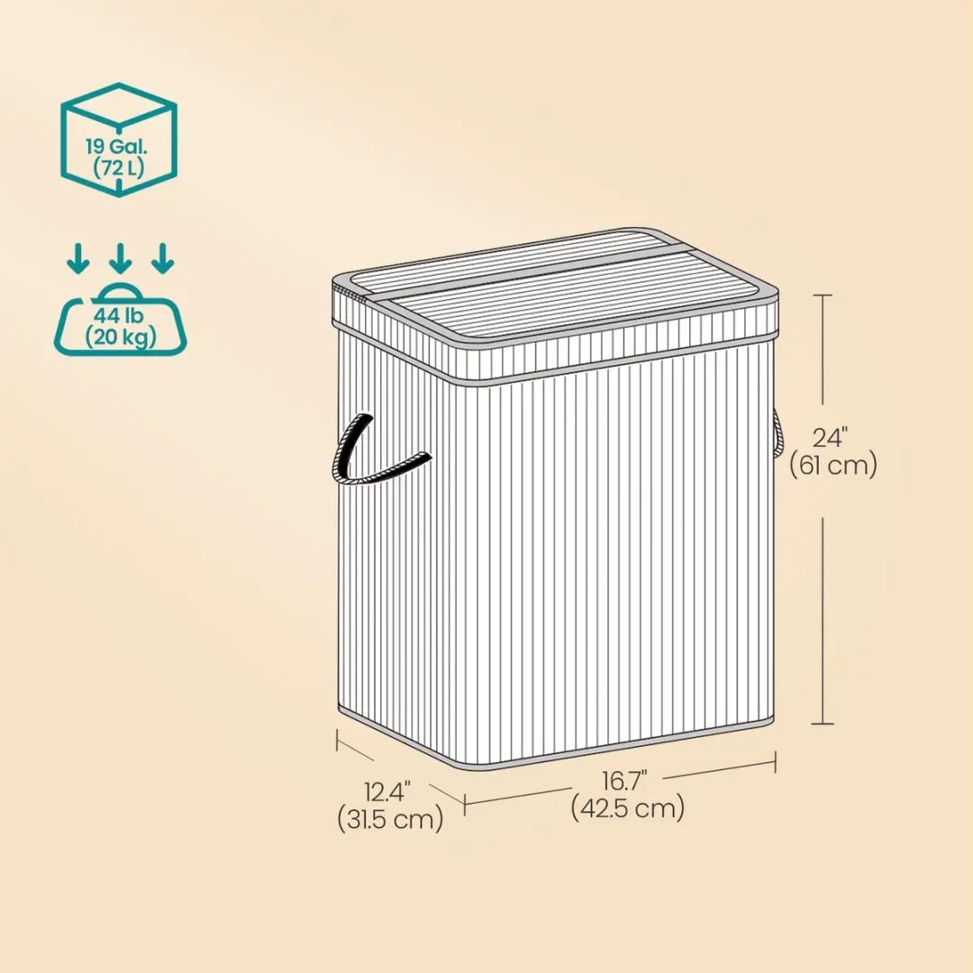 Songmics Bamboe Wasmand 72L - Wit