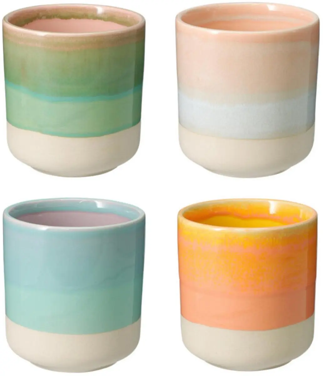 Bellatio Design Koffie/Thee Mokken - 180ml - 8 Stuks - Multi Pastel