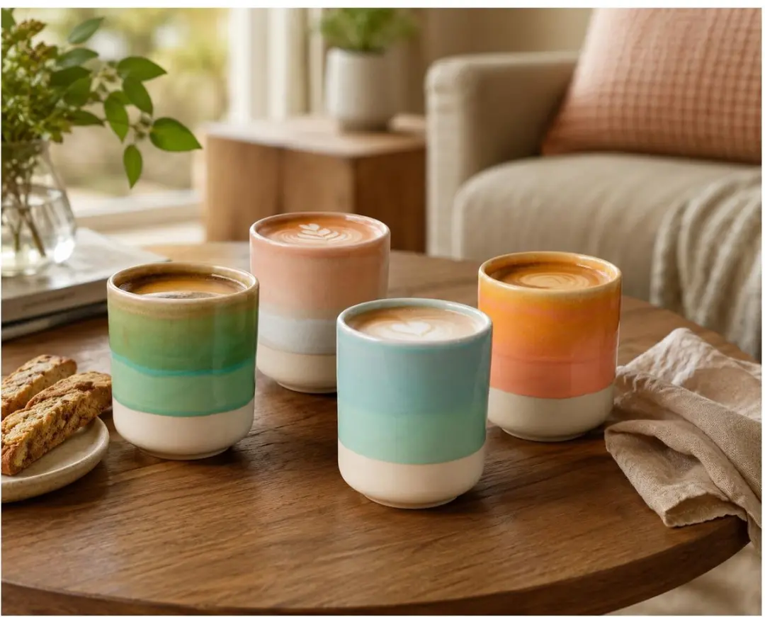 Bellatio Design Koffie/Thee Mokken - 180ml - 8 Stuks - Multi Pastel
