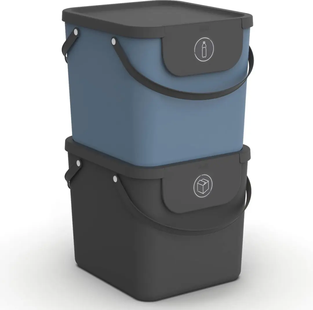 Rotho Albula Afvalscheiders 2x40L - Zwart/Blauw