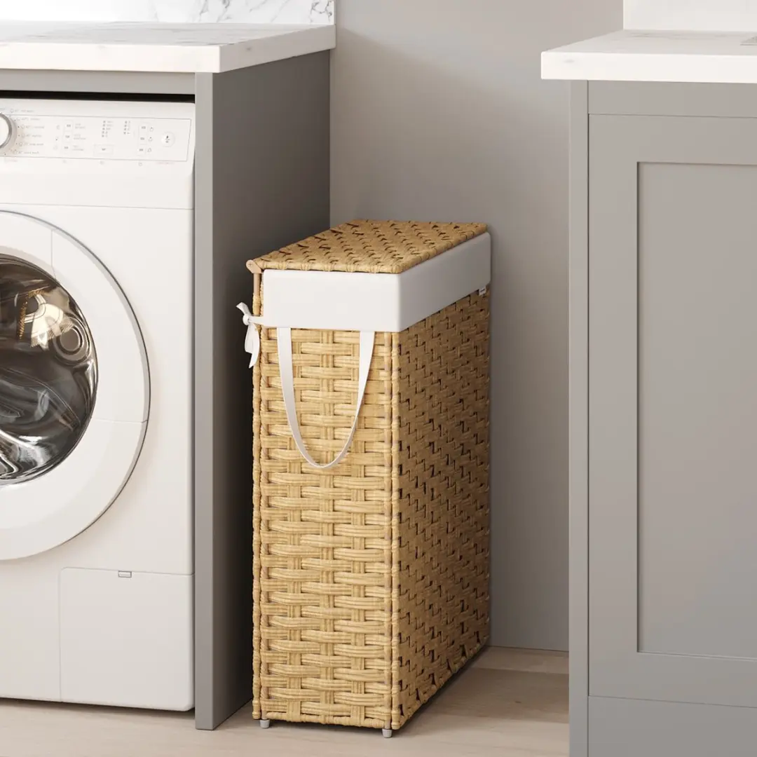 Songmics Wasmand Synthetisch Rotan Wolkenwit - Opvouwbaar