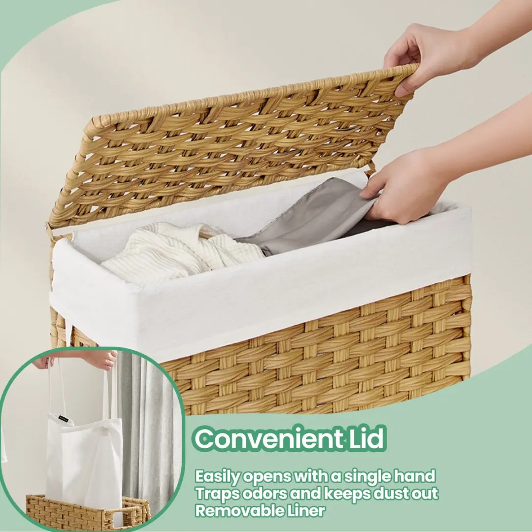 Songmics Wasmand Synthetisch Rotan Wolkenwit - Opvouwbaar