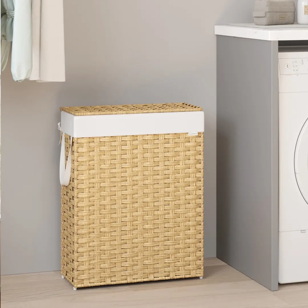 Songmics Wasmand Synthetisch Rotan Wolkenwit