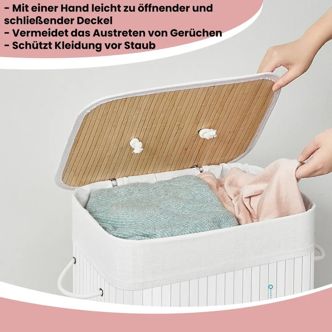 Songmics Wasmand 72L Bamboe - Wit