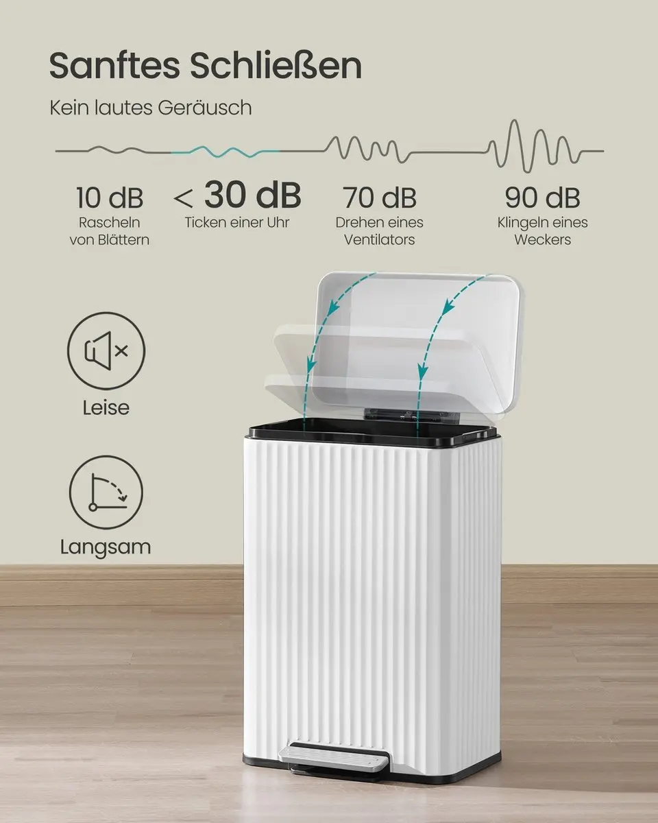 Songmics Pedaalemmer 50L - Wolkwit - afbeelding 6 van 6