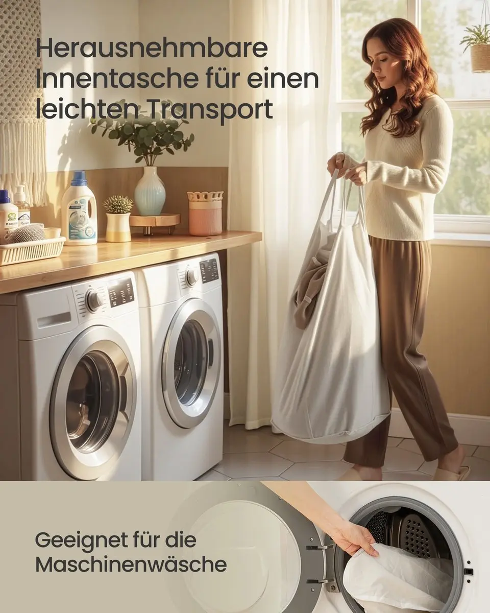 Songmics Wasmand 90L - Bamboe Rond - Naturel