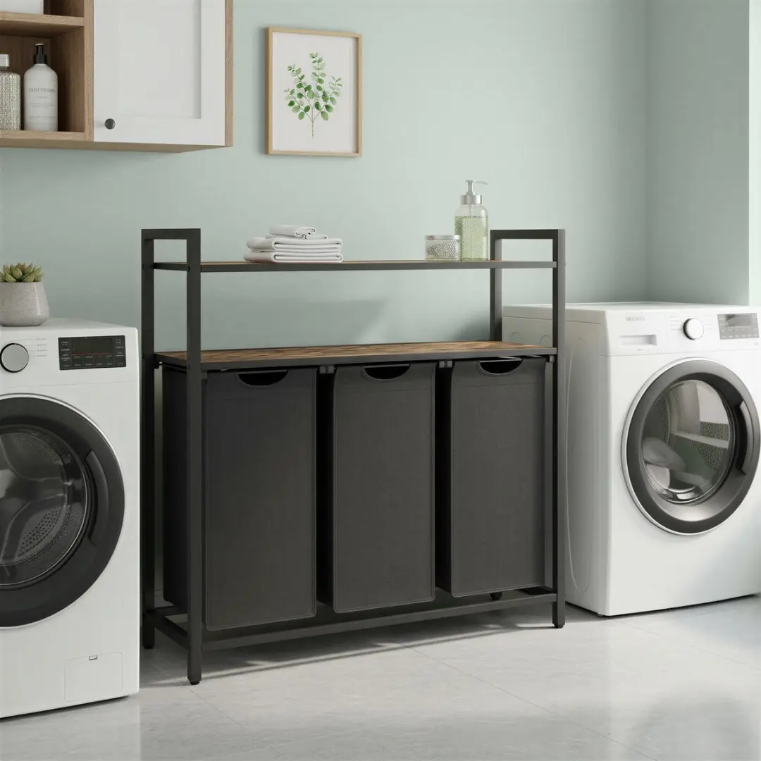 Songmics Wasmand met 3 uitneembare zakken en plank