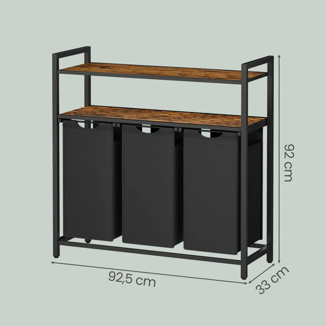 Songmics Wasmand met 3 uitneembare zakken en plank