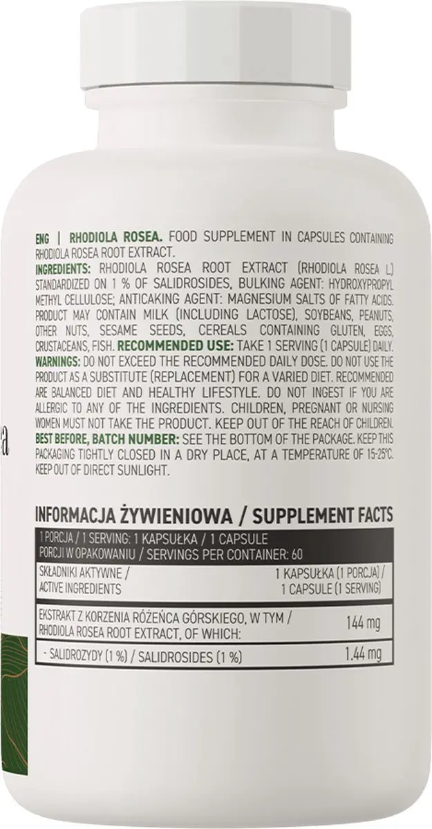 OstroVit Rhodiola Rosea Vegan Capsules - 60 Stuks - 15g