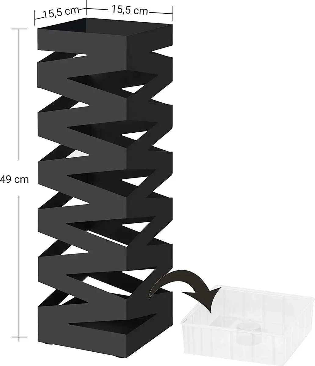 Songmics Paraplubak Zwart 15,5x15,5x49cm - met wateropvangbak - afbeelding 6 van 6