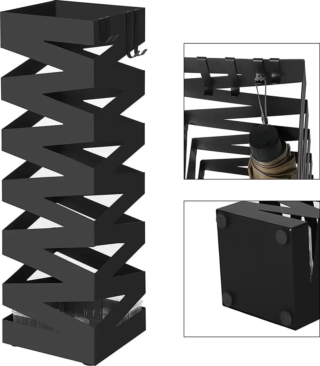 Songmics Paraplubak Zwart 15,5x15,5x49cm - met wateropvangbak