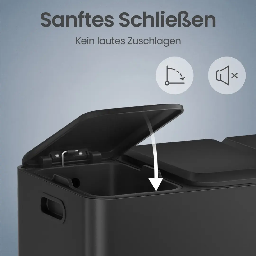 Songmics Afvalscheidingsprullenbak 3x15L - Staal - Inktzwart