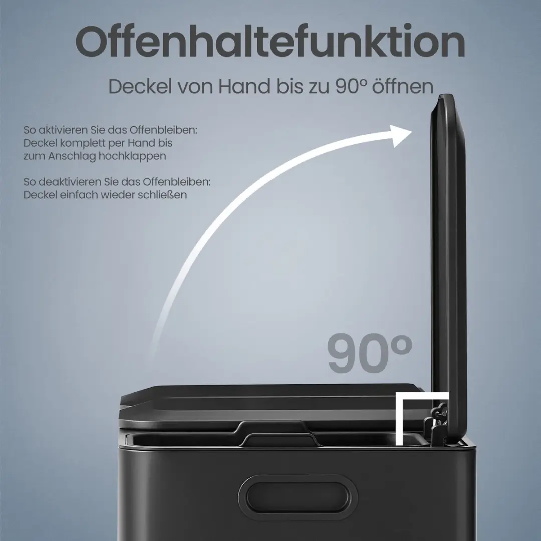 Songmics Afvalscheidingsprullenbak 3x15L - Staal - Inktzwart