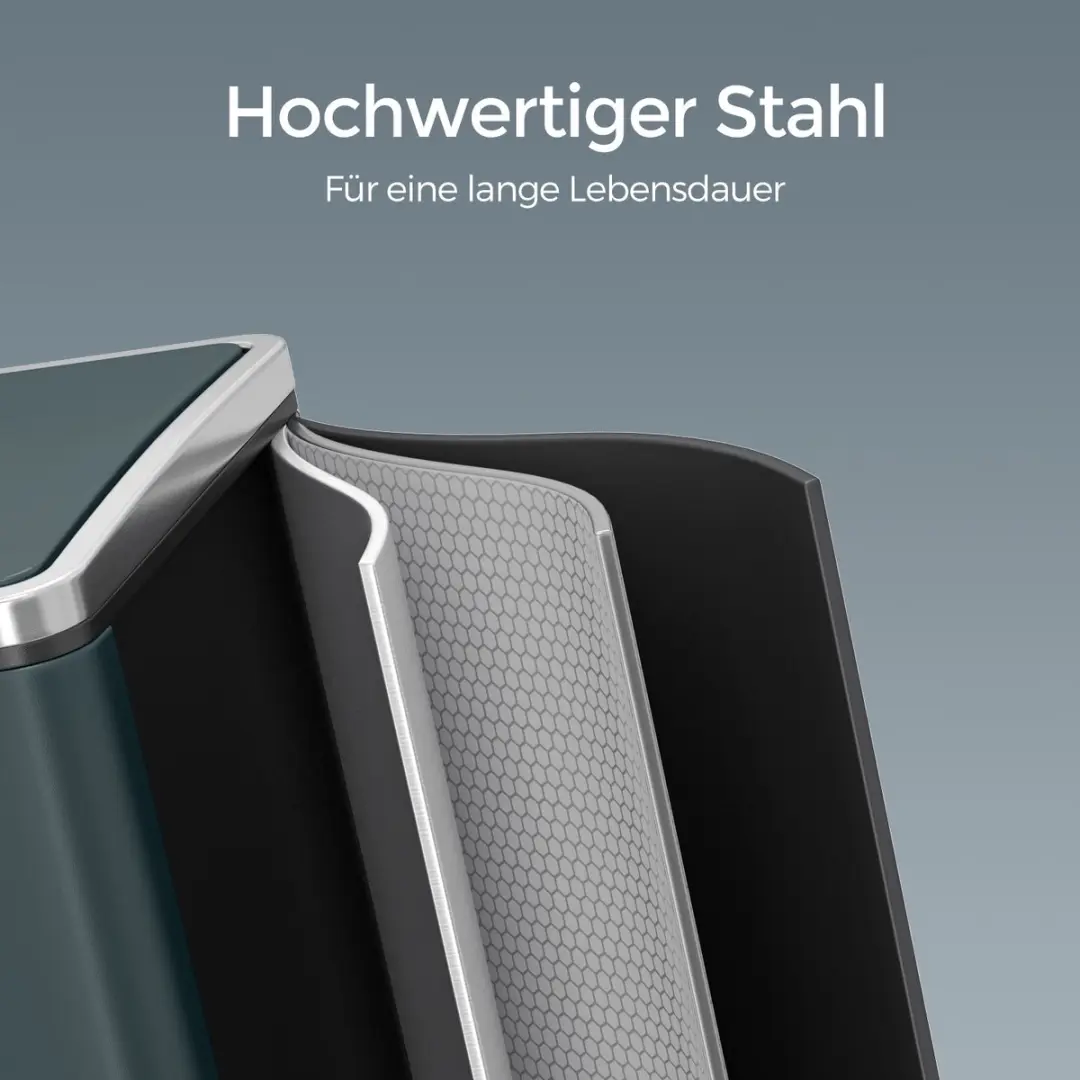 Songmics Pedaalemmer 54L - 3 Compartimenten Groen/Grijs