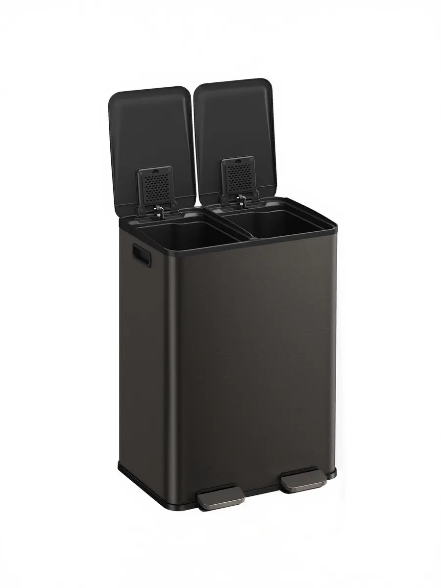Songmics Keukenafvalbak 2x30L Leigrijs
