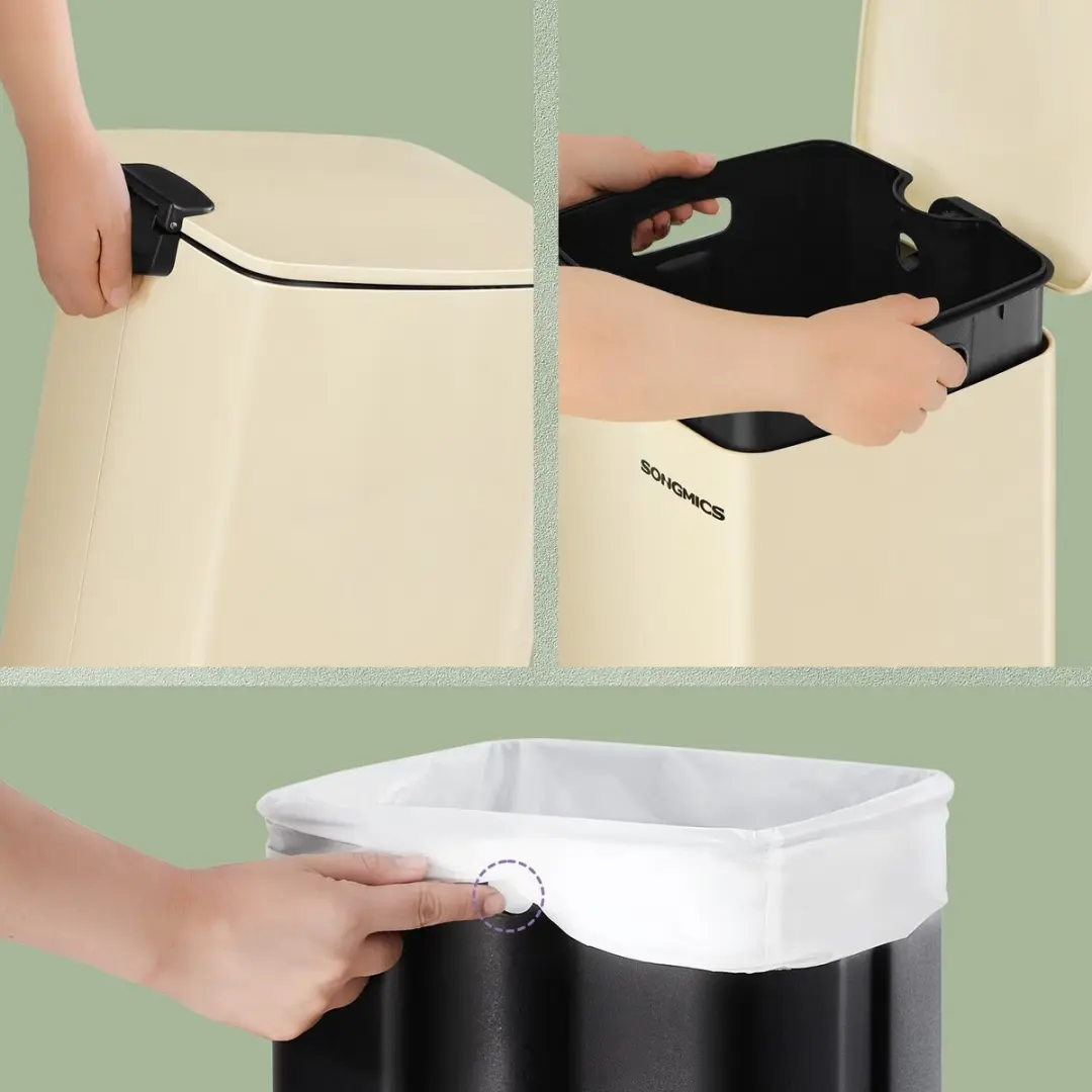 Songmics Prullenbak Roestvrij Staal 20L - Softclose & Stay-Open - Zilver