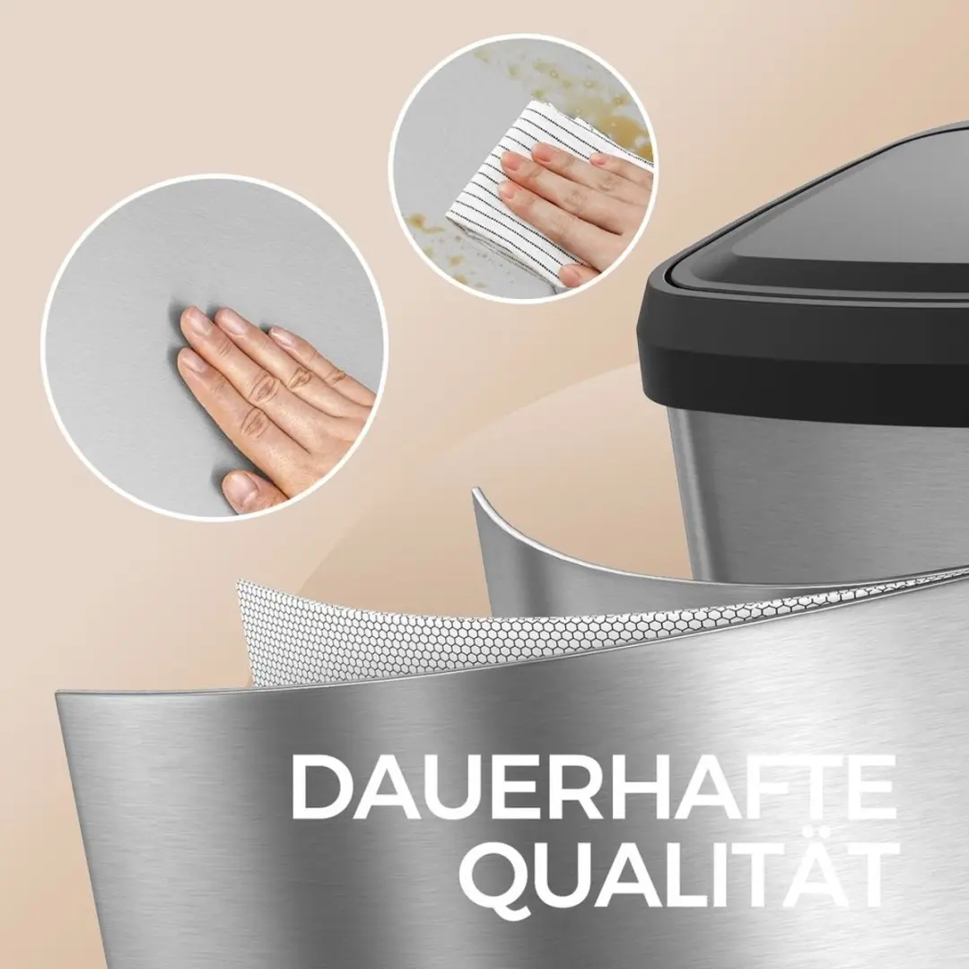 Songmics Keukenafvalbak 68L - Zilver/Zwart