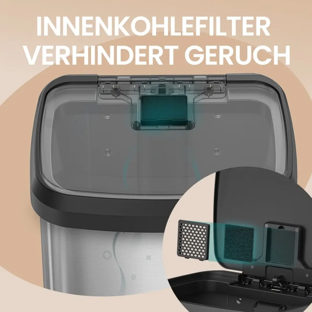Songmics Keukenafvalbak 68L - Zilver/Zwart