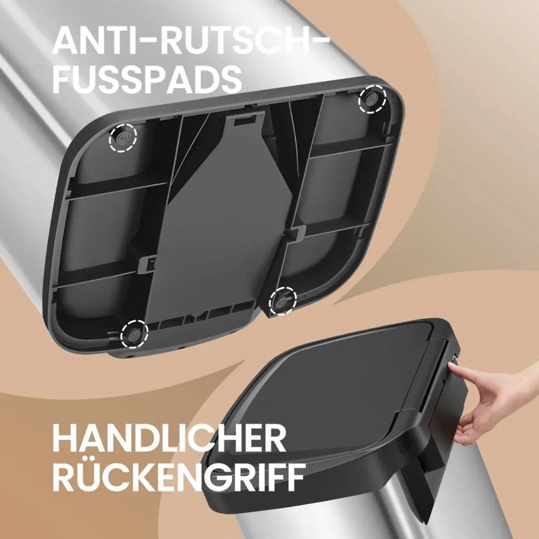 Songmics Keukenafvalbak 68L - Zilver/Zwart