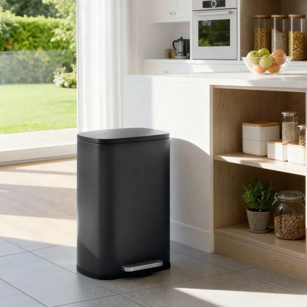 Songmics Stalen Afvalbak 50L