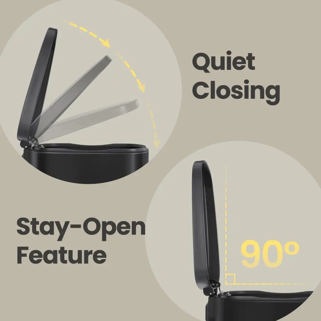 Songmics Stalen Afvalbak 50L - Zwart - Softclose