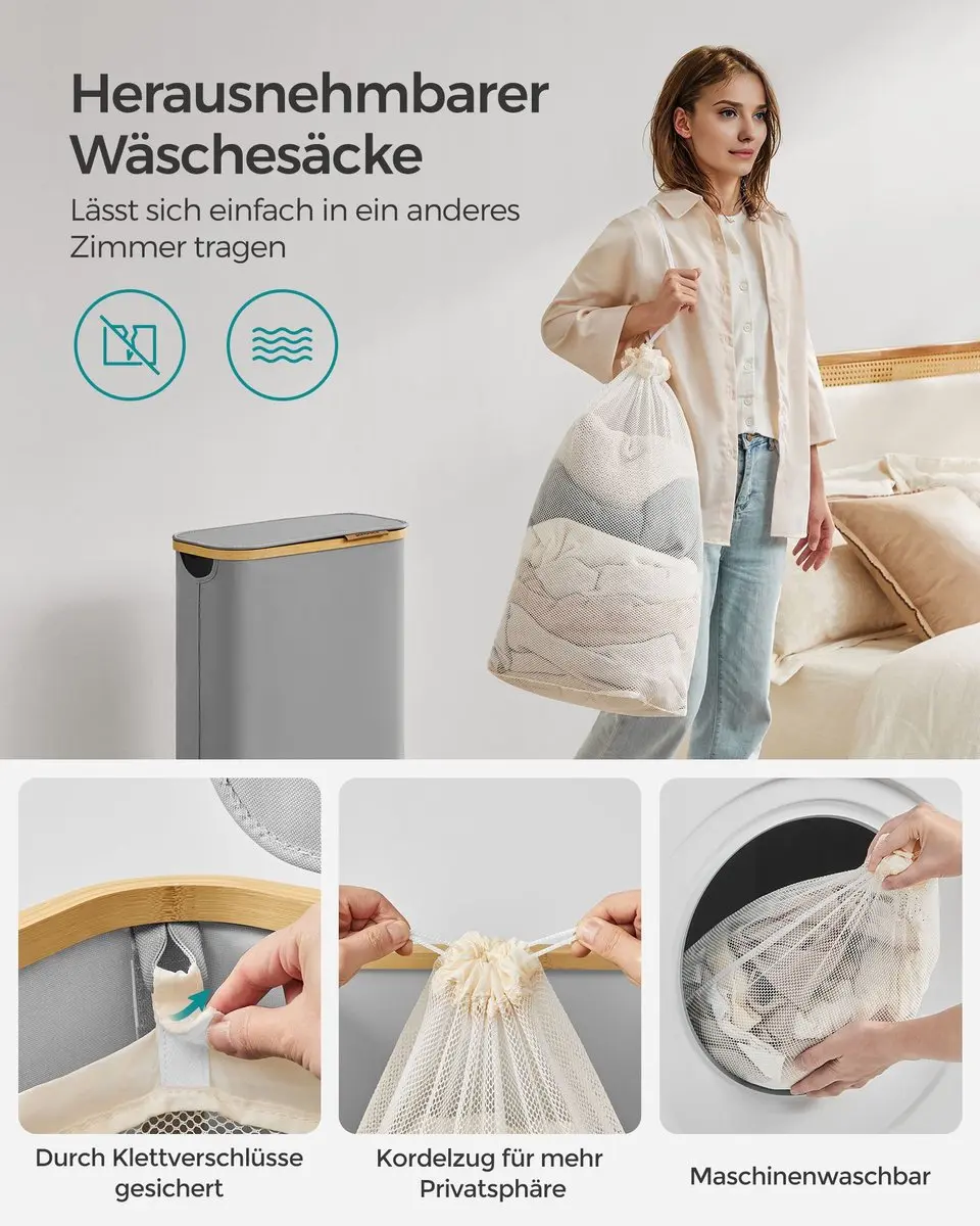 Songmics Wasmand 60L - Grijs