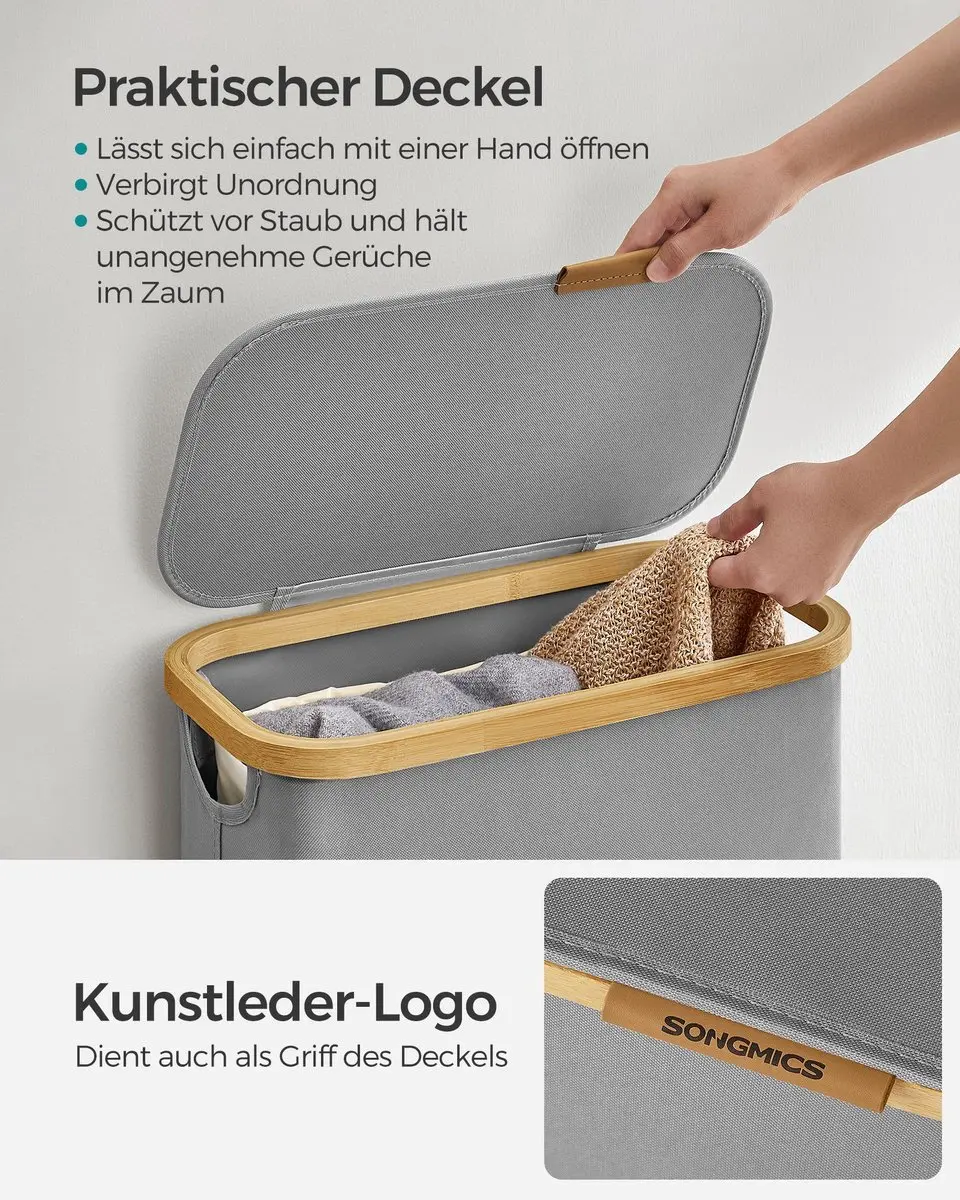 Songmics Wasmand 60L - Grijs