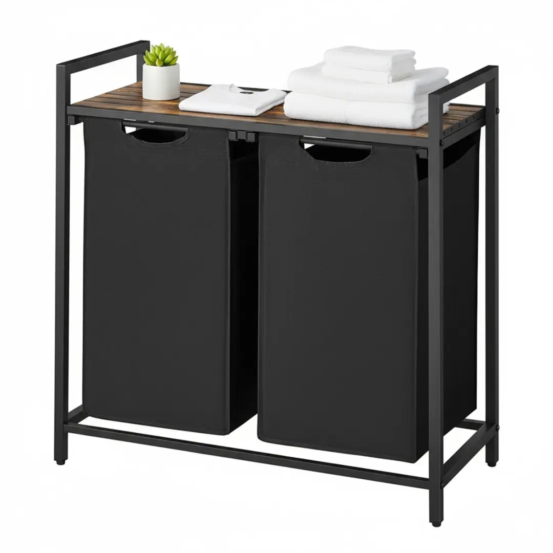 Songmics Wasmand - Wit - 2 Compartimenten
