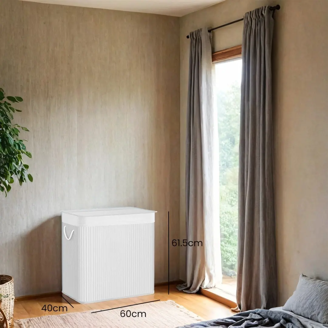 Songmics Wasmand 150L - 3 Compartimenten Wit
