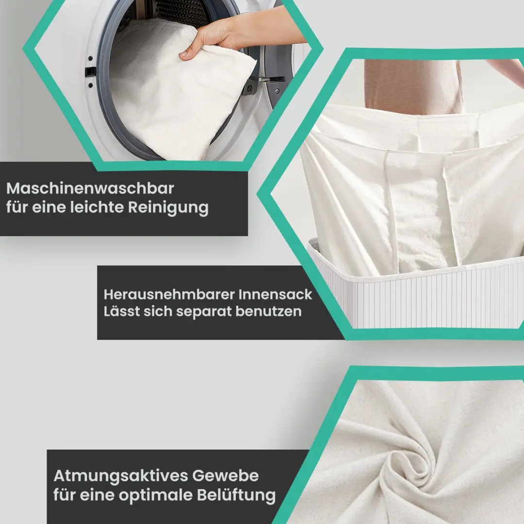 Songmics Wasmand 150L - 3 Compartimenten Wit