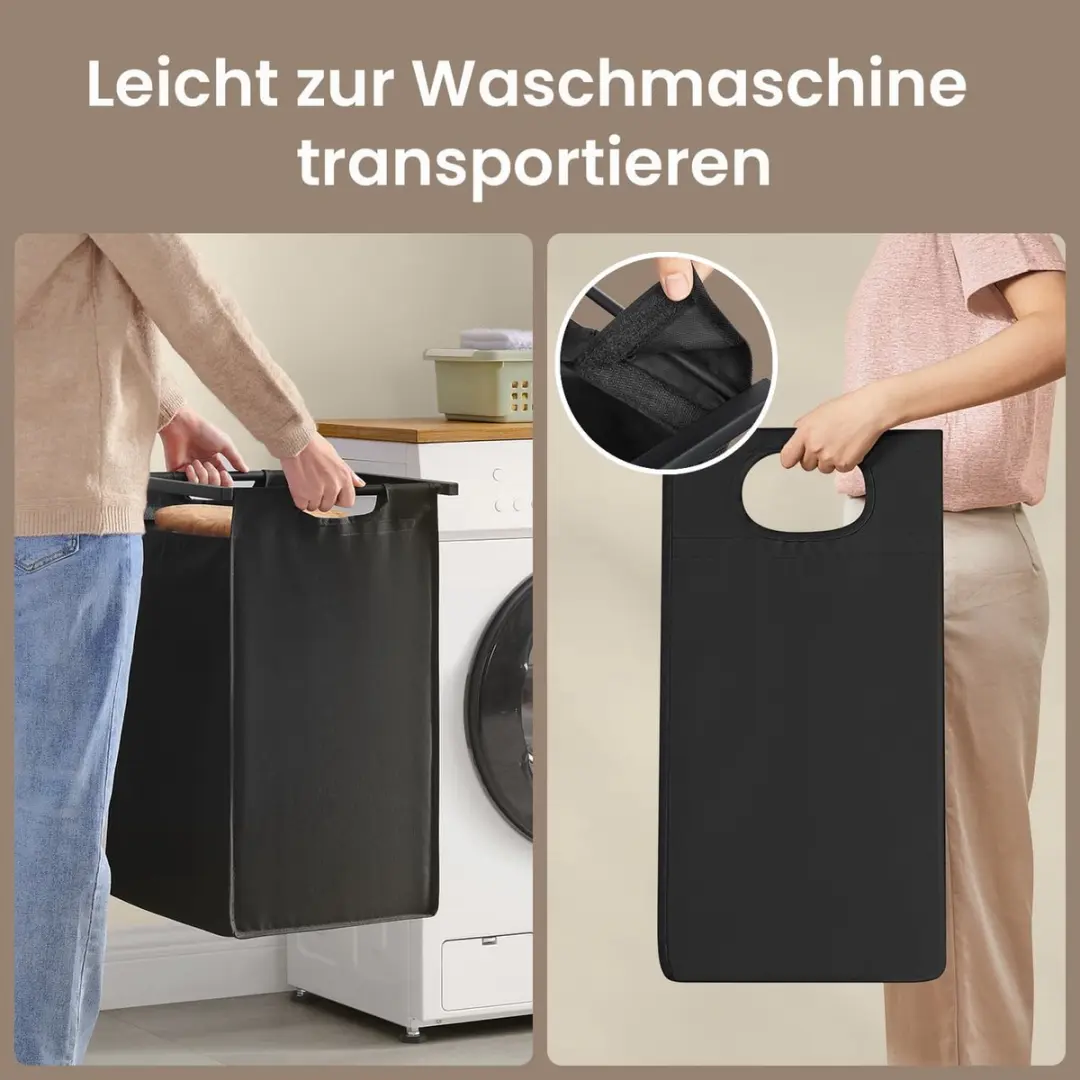 Songmics Wasmand 2 Compartimenten 92L - Bruin/Zwart