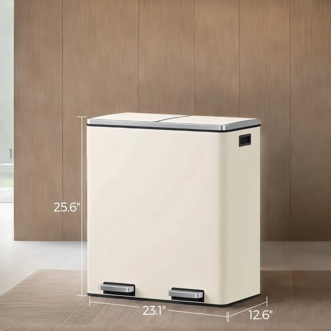 Songmics Recyclingbak 60L Crème - 2 Compartimenten