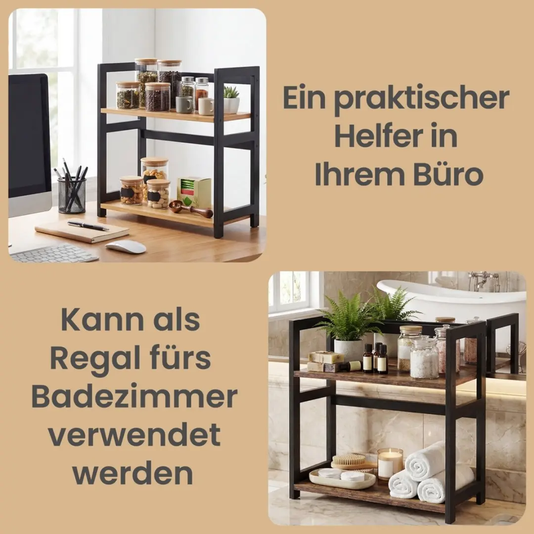 Songmics Opbergrek 2-laags 42x18x43cm - MDF/Bamboe - afbeelding 6 van 6