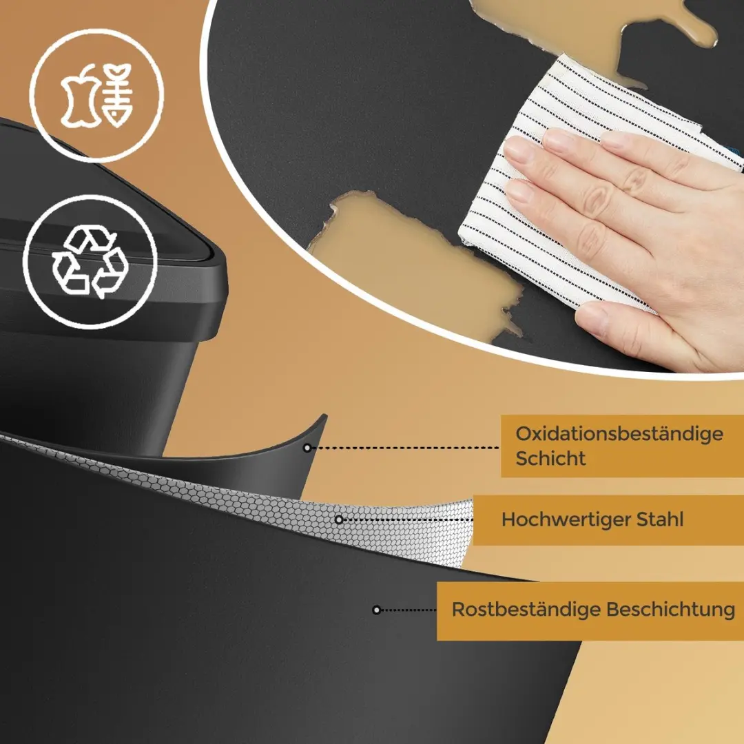 Songmics Pedaalemmer 50L - Metaal - Zwart