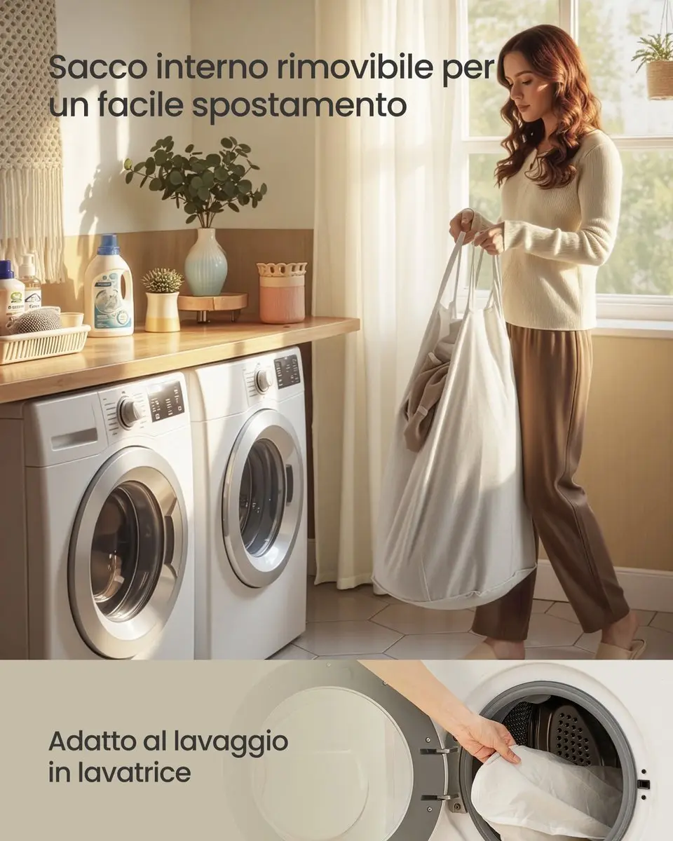 Songmics Bamboe Wasmand met deksel - Naturel
