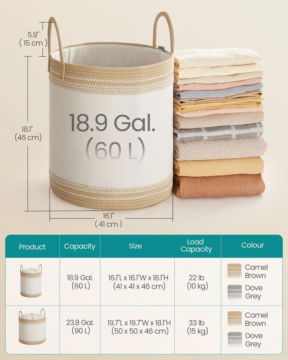 Songmics Wasmand 60L Camelbruin